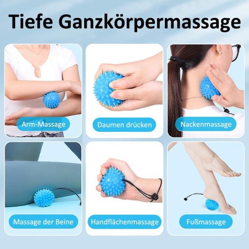 MISITU Kézerősítő Edzőlabda Szett - 2 db Kék Masszázslabda Kézterápiához, Ujjerősítő, Rehabilitációs Edzés, Stresszoldó Kézizom Erősítő