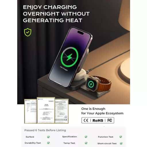 3 az 1-ben MagSafe töltőállomás iPhone, Apple Watch és AirPods készülékekhez