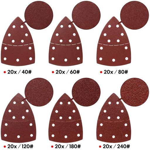 SHALL 120 darabos csiszolópapír szett háromszög csiszolópadok 40-240 szemcseméret