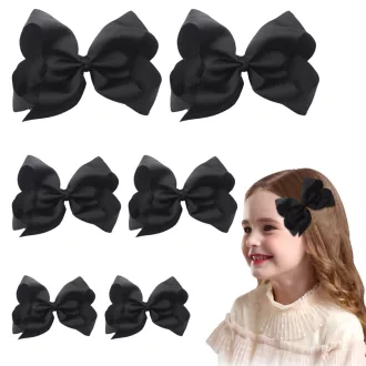   Set de 6 agrafe de păr Qaziuy Fekete, în formă de fundiță, pentru fete, copii și adolescente, accesoriu de păr decorativ.