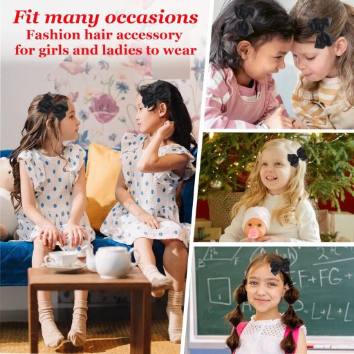 Sponky do vlasov Qaziuy Čierne, sada 6 kusov - Mašličkové sponky pre dievčatá, deti a tínedžerky, ozdobný doplnok do vlasov