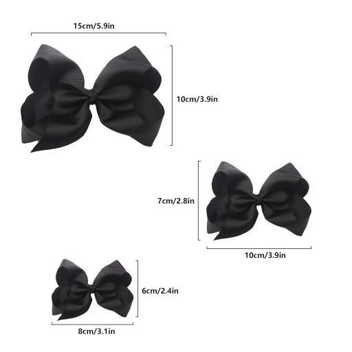 Set de 6 agrafe de păr Qaziuy Fekete, în formă de fundiță, pentru fete, copii și adolescente, accesoriu de păr decorativ.