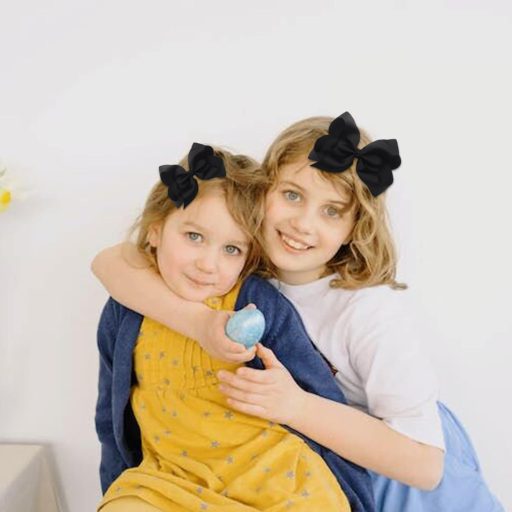 Set de 6 agrafe de păr Qaziuy Fekete, în formă de fundiță, pentru fete, copii și adolescente, accesoriu de păr decorativ.