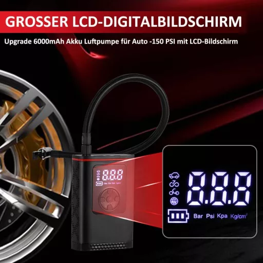 Hancaner 6000mAh-s Akkus Elektromos Pumpa 150PSI - Autó, Motor, Bicikli
