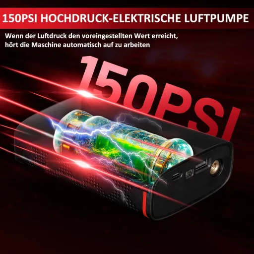 Hancaner 6000mAh-s Akkus Elektromos Pumpa 150PSI - Autó, Motor, Bicikli
