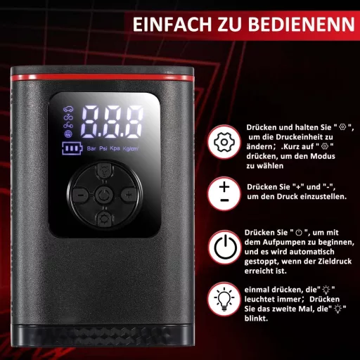 Hancaner 6000mAh-s Akkus Elektromos Pumpa 150PSI - Autó, Motor, Bicikli