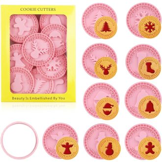   Sunshine smile 9 részes karácsonyi süteménykiszúró készlet - 3D mintás keksz formák, fondant nyomda, gyerekeknek is, kézi mosás ajánlott