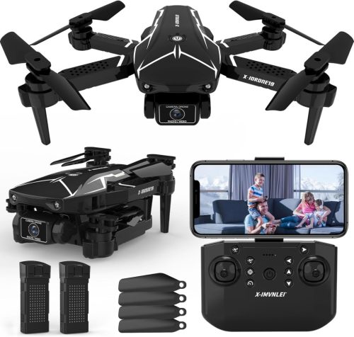 FAKJANK X19 Mini Drón 720P Dupla Kamerával, 20 Perces Repülési Idővel, WiFi FPV, Összecsukható, Gyerekeknek és Felnőtteknek, Egyérintéses Ir