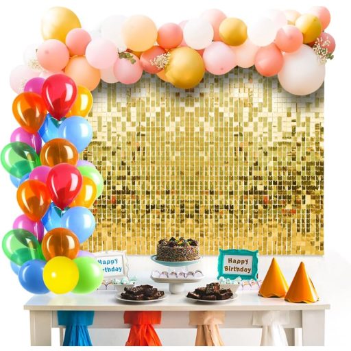 YFZYT Set Panouri de Perete cu Paiete Pătrate - 24 buc. Panouri Decorative Aurii pentru Fundal Foto - 30x30 cm Elemente de Recuzită Sclipitoare pentru Petreceri