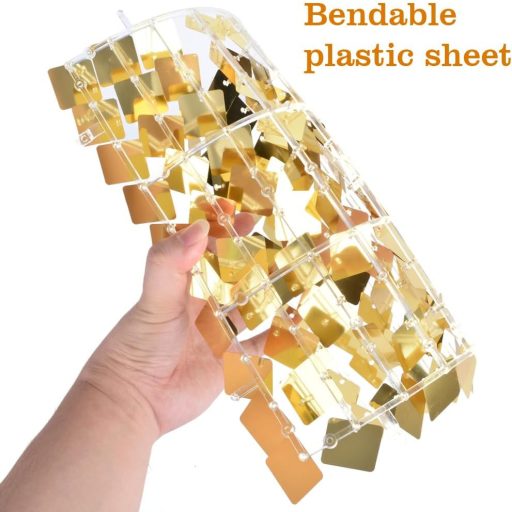 YFZYT Set Panouri de Perete cu Paiete Pătrate - 24 buc. Panouri Decorative Aurii pentru Fundal Foto - 30x30 cm Elemente de Recuzită Sclipitoare pentru Petreceri