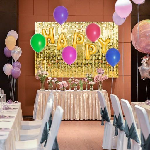 YFZYT Négyzet Alakú Flitteres Falpanel Szett - 24 db Arany Dekorációs Panel Fotóháttérhez - 30x30 cm Csillogó Parti Kellék