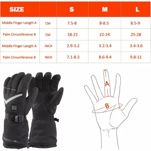 Mănuși încălzite tantu cu baterie de 7.4V/2x5000mAh - Mărime S - Mănuși unisex impermeabile cu 4 trepte de căldură pentru schi, motociclism, drumeții