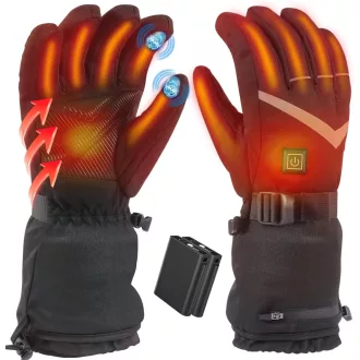   Mănuși încălzite tantu cu baterie de 7.4V/2x5000mAh - Mărime S - Mănuși unisex impermeabile cu 4 trepte de căldură pentru schi, motociclism, drumeții