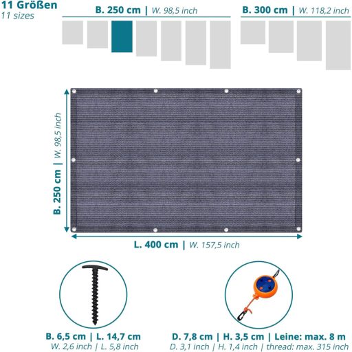 Valuents Kék-szürke Kemping Szőnyeg Sátor Lakóautó Terítő Hordtáskával