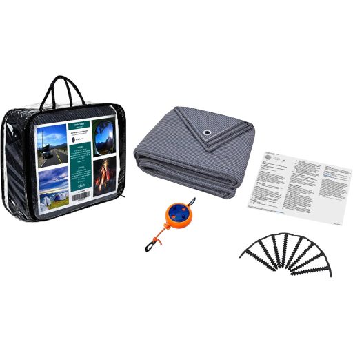 Valuents Kék-szürke Kemping Szőnyeg Sátor Lakóautó Terítő Hordtáskával