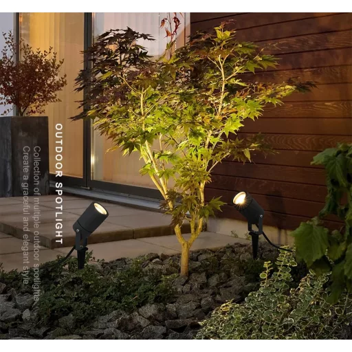 EBION Kerti Reflektorok Alumínium Házban, IP65 Vízálló Kültéri Spotlámpa GU10 Foglalattal, 35W 240V Terasz Fák Megvilágítása, 2 db