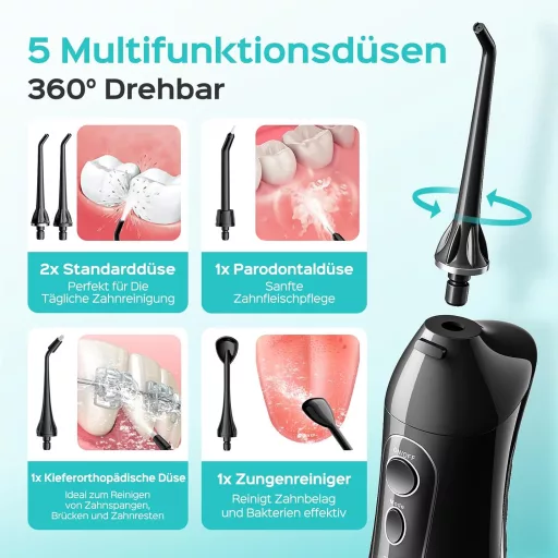 COSLUS C20 Elektromos Szájzuhany 300ml Tartállyal IPX7 Vízálló 5 Fúvóka