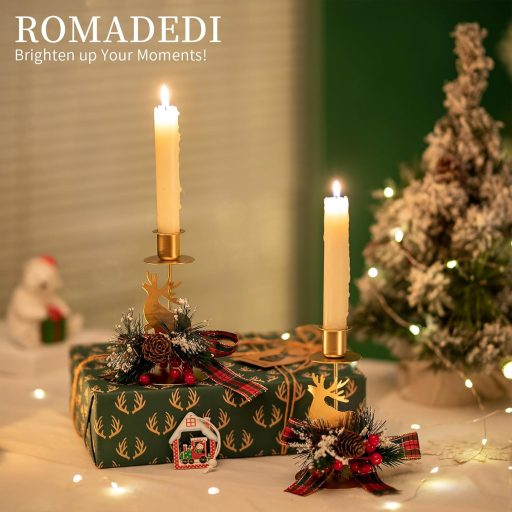 Romadedi Vintage Szarvas Gyertyatartó Szett - 4 db Arany Fém Adventi Asztaldísz Rusztikus Stílusban, Karácsonyi Dekoráció és Ajándék