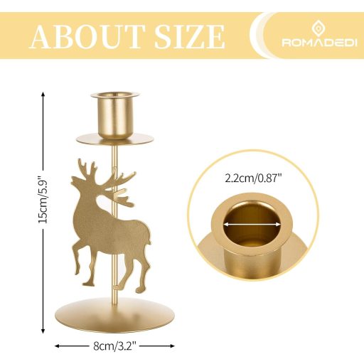 Romadedi Vintage Szarvas Gyertyatartó Szett - 4 db Arany Fém Adventi Asztaldísz Rusztikus Stílusban, Karácsonyi Dekoráció és Ajándék