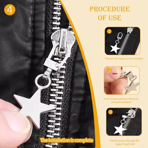 Set 20 cursori fermoar metalic UESDU, 5 culori, pentru geci, valize, cizme
