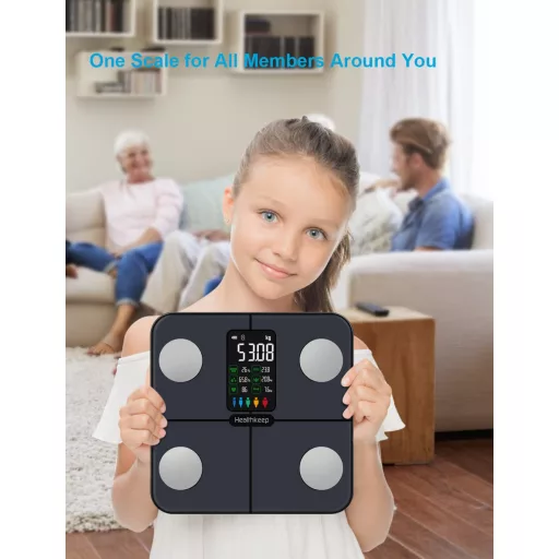 Healthkeep testösszetétel elemző mérleg 15 adattal, szívfrekvencia és BMI mérés, iOS Android alkalmazás