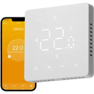   BEOK CONTROLS Termostat Digital pentru Centrală pe Gaz, Termostat de Cameră Inteligent WiFi pentru Încălzire în Pardoseală, Compatibil cu Alexa și Google Home, Alb