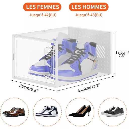 JOISCOPE Set Cutii Depozitare Pantofi - 12 buc. Cutii de Pantofi Transparente din Plastic cu Ușă Magnetică - Sistem de Depozitare Stivuibil pentru Pantofi Bărbați/Femei