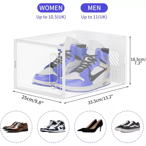 JOISCOPE Set Cutii Depozitare Pantofi - 12 buc. Cutii de Pantofi Transparente din Plastic cu Ușă Magnetică - Sistem de Depozitare Stivuibil pentru Pantofi Bărbați/Femei