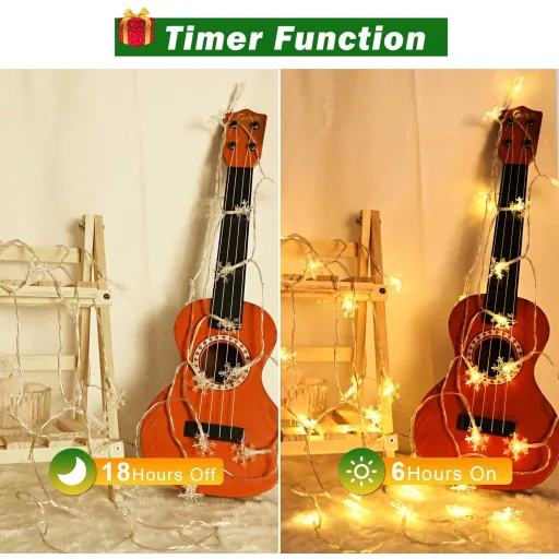 cshare LED Svjetlosna pahuljica - 6m, 40 LED dioda, na baterije, s timerom, IP65 vodootporna, topla bijela dekoracija za vrt, kampiranje, Božić, unutarnji prostor