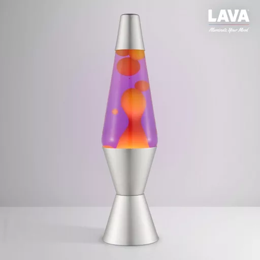 LAVA Lávlámpa 2125 Sárga Viasz Lila Folyadék Ezüst Talp 37cm Mozgólámpa - Yellow/Purple