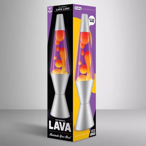 LAVA Lávlámpa 2125 Sárga Viasz Lila Folyadék Ezüst Talp 37cm Mozgólámpa - Yellow/Purple