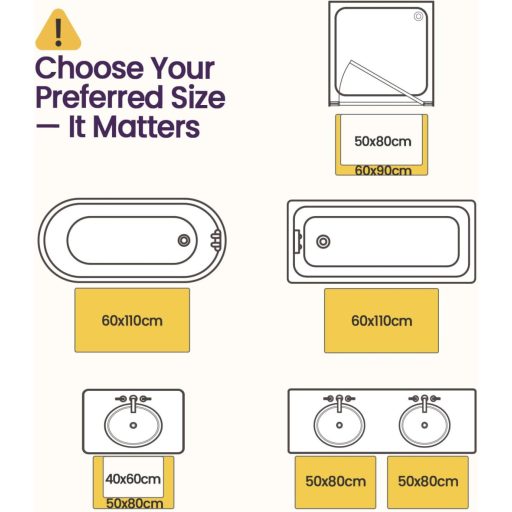 DEXI Csúszásmentes Fürdőszobai Szőnyeg 40x60 cm, Puha Mikroszálas Fürdőszobai Szőnyeg Világosszürke