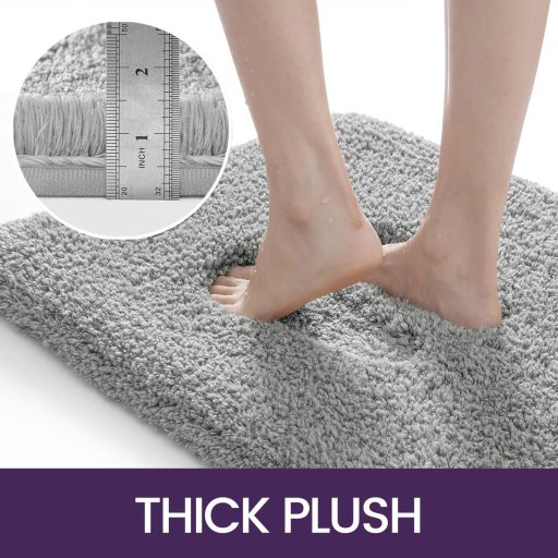 DEXI Csúszásmentes Fürdőszobai Szőnyeg 40x60 cm, Puha Mikroszálas Fürdőszobai Szőnyeg Világosszürke