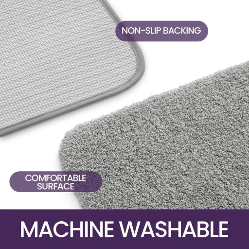 DEXI Csúszásmentes Fürdőszobai Szőnyeg 40x60 cm, Puha Mikroszálas Fürdőszobai Szőnyeg Világosszürke