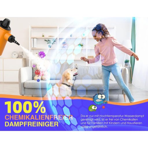 AUIFFER Gőztisztító 1300W 10 Tartozékkal Padló Bútor Autó Tisztításhoz