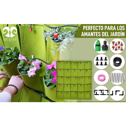 Vertikálna Záhrada Set s 25 Vreckami - So Zavlažovacím Systémom s Kvapkovaním, 90-dielna Súprava, Nástenný Systém na Pestovanie Rastlín