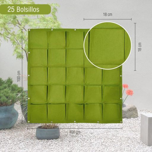 Vertikálny záhradný systém s 25 vreckami a kvapkovou závlahou - pre 10 metrov mestského záhradkárčenia