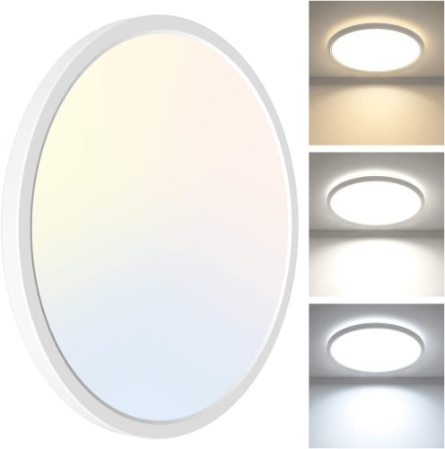 zemty 24W LED Mennyezeti Lámpa, 22cm Kerek, 2100 Lumen, 3 Színhőmérséklet (3000K/4500K/6000K), Ultravékony Modern Világítás Fürdőszobába, Ko