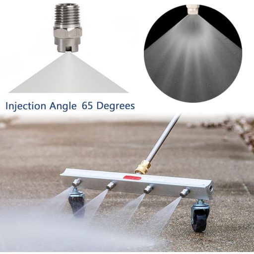 XCSJ 4 buc. Duze de înaltă presiune pentru spălător cu apă și șasiu - Unghi de pulverizare 65°, orificiu 1,1 mm, filet 1/4" BSPT, oțel inoxidabil