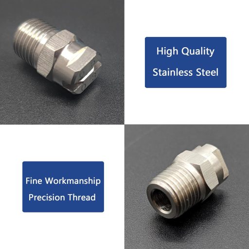 XCSJ 4 db Nagynyomású Mosó Fúvóka Vízsöprűhöz és Alvázhoz - 65° Szórási Szög, 1,1 mm Nyílás, 1/4" BSPT Menettel, Rozsdamentes Acél