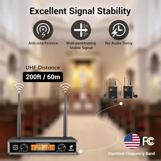 Set microfon wireless TONOR UHF TW822 cu microfon tip cască