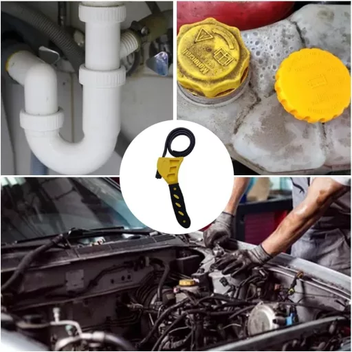 Cheie filtru de ulei cu lanț reglabilă TUKNN, șurubelniță, clește cauciucat galben