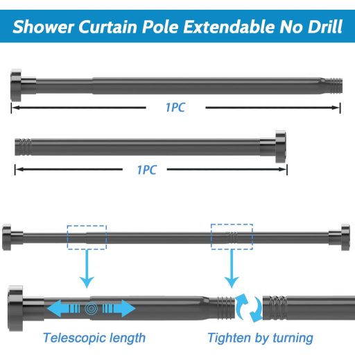 Aiitomg rozsdamentes teleszkópos zuhanyfüggöny rúd 185-250 cm