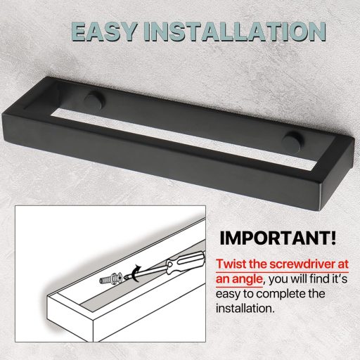 SAYAYO Törölközőtartó Rúd Fúrás Nélkül Fekete Rozsdamentes Acél Öntapadós Fali Fürdőszoba Konyha 20 cm