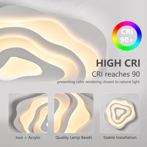 SUCIKORIO Lampă de Plafon LED cu Telecomandă, 50 cm, 48W Dimmabilă, Temperatură de Culoare Ajustabilă 2700K-6500K, Controlabilă prin Aplicație, Living