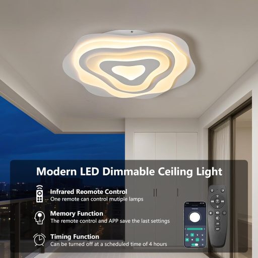 SUCIKORIO 50 cm Távirányítós LED Mennyezeti Lámpa, 48W Dimmelhető, 2700K-6500K Állítható Színhőmérséklet, Applikációval Vezérelhető, Nappali