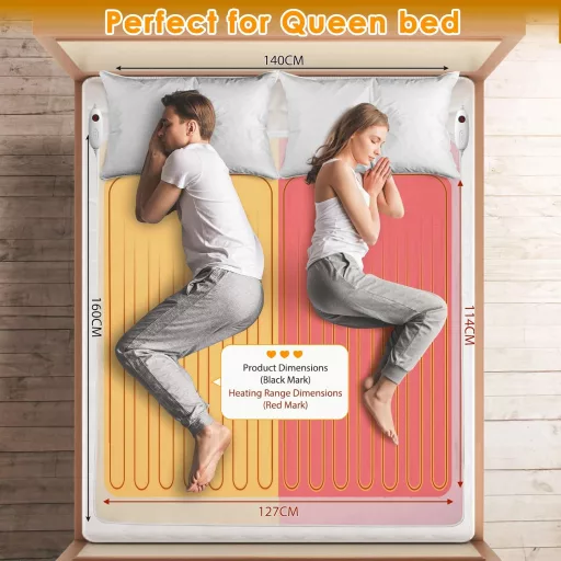 TLGREEN Elektromos Ágymelegítő 100W, 160x140cm, 8 Órás Kikapcsolás, 6 Fokozat