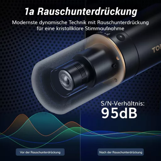 TONOR TD520 Dynamický USB/XLR Mikrofón so Stolným Stojanom - pre PC Hranie a Podcast Nahrávanie, YouTube Streamovanie, s Tlačidlom Stlmenia, 3.5mm C