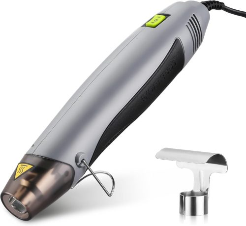 WORKPRO Mini Hőlégfúvó 400W - Kompakt Kézi Hőpisztoly 2 Hőfokozattal (300°C/500°C), Terelőfúvókával és Összecsukható Állvánnyal Barkácsolásh