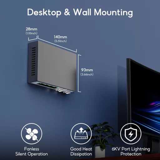 SODOLA 2.5G Webovo Spravovateľný Switch - 4 x 2.5G RJ45 + 2 x 10G SFP+ Port, 60Gbps Pásmo, Podpora VLAN/QoS, Kovové Šasi, Sieťový Prepínač